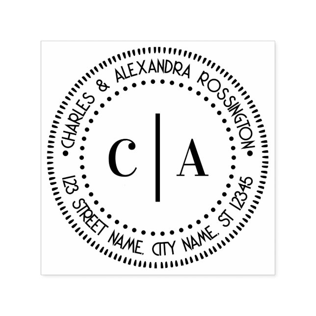 2 Initialer Monogram Vert Avstånd Namn Returadress Självfärgande Stämpel (Design)