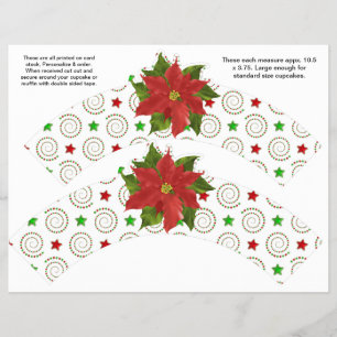 2 Jul Poinsettia Anpassningsbar Cupcoa Wrappers Reklamblad