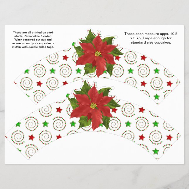 2 Jul Poinsettia Anpassningsbar Cupcoa Wrappers Reklamblad (Framsidan)
