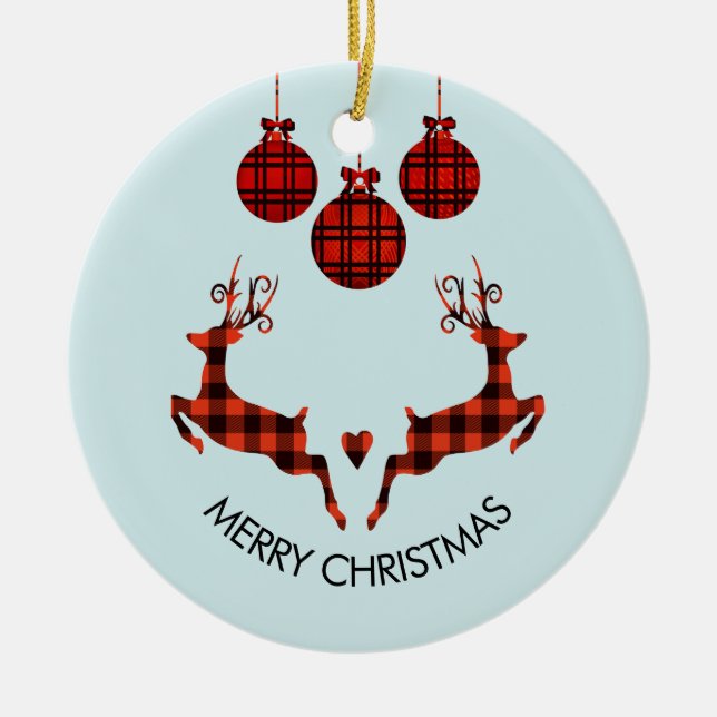 2 Juldagen Hjort Jumping Rustic Stil Julgransprydnad Keramik (Framsidan)