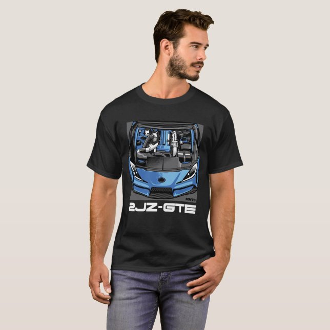  2 JZ-GTE Supra-bilmotorbelysning T Shirt (Hel framsida)