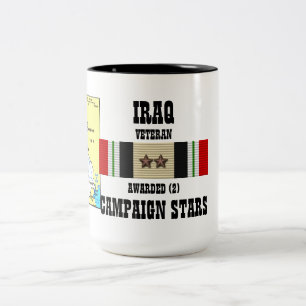 2 KAMPANJ STÄNGAR IRAK VETERAN Två-Tonad MUGG