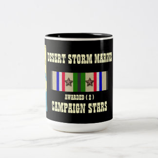 2 KAMPANJ STARS Desert Storm Marine SEMPER Fi Två-Tonad Mugg