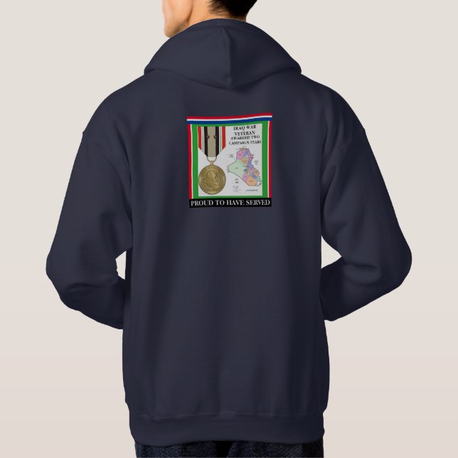 2 KAMPANJ STARS IRAQ KRIG VETERAN HOODIE (Baksida)