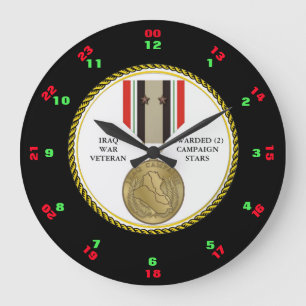 2 KAMPANJ STARS IRAQ KRIG VETERAN STOR KLOCKA