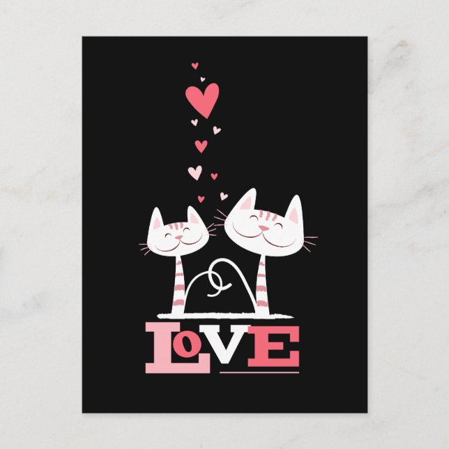 2 Katter i Kärlek | Valentine Thated Postcards Helg Vykort (Framsida)