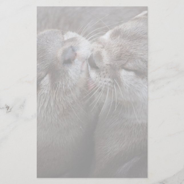 2 Kissing Otters Wildlife Photo Brevpapper (Framsida)