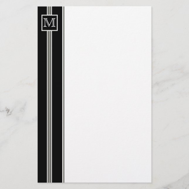(2) Klassiskt monogram stripe-papper Brevpapper (Framsida)