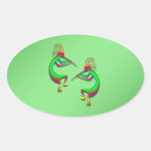 2 Kokopelli #88 Ovalt Klistermärke