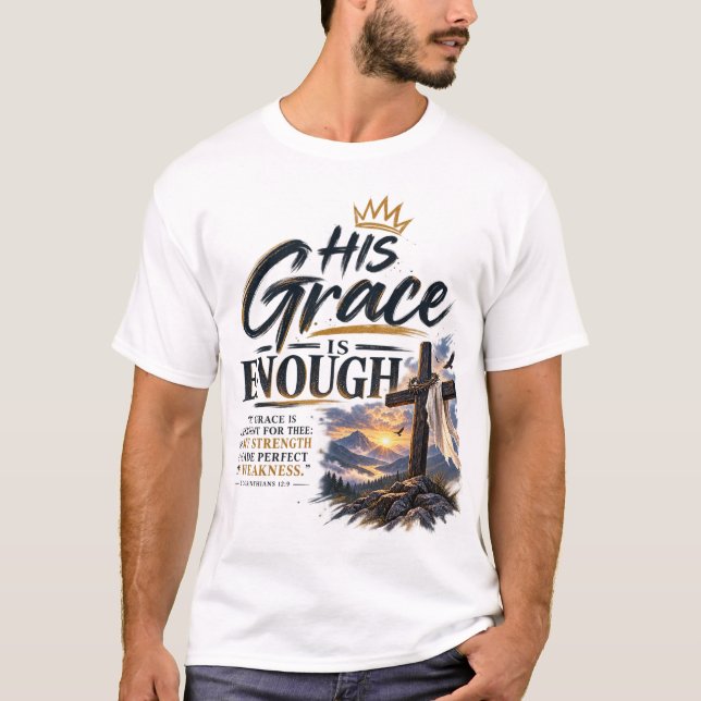 2 Korinthierbrev 12:9 Kristet T-Shirt (Framsida)