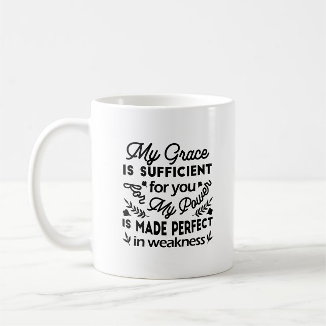 2 Korinthierbrev 12:9 – Min nåd är nog konst Kaffemugg (Vänster)