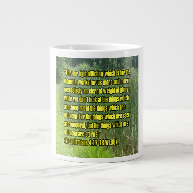 2 Korinthierbrev 4:17-18 WEBU Mugg Jumbo Mugg (Framsidan)
