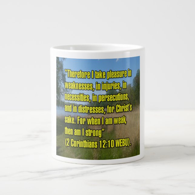 2 Korinthierbrevet 12:10 WEBU Mugg Jumbo Mugg (Framsidan)