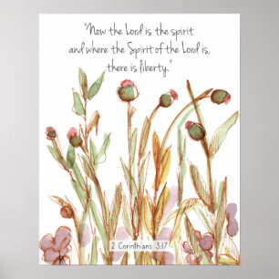 2 Korinthierbrevet 3:17 Bibelns vers vilda blommor Poster