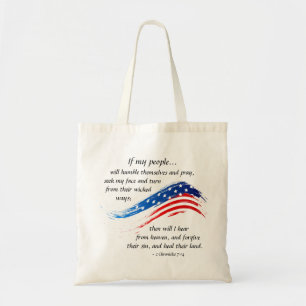 2 Kroniklar 7:14 Om mitt folk ber, USA flagga Tygkasse