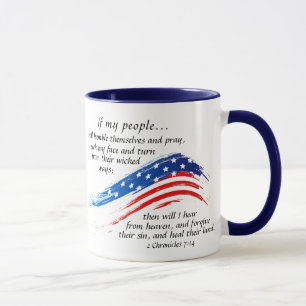 2 Kroniklar 7:14 Prayer, USA flagga Mugg