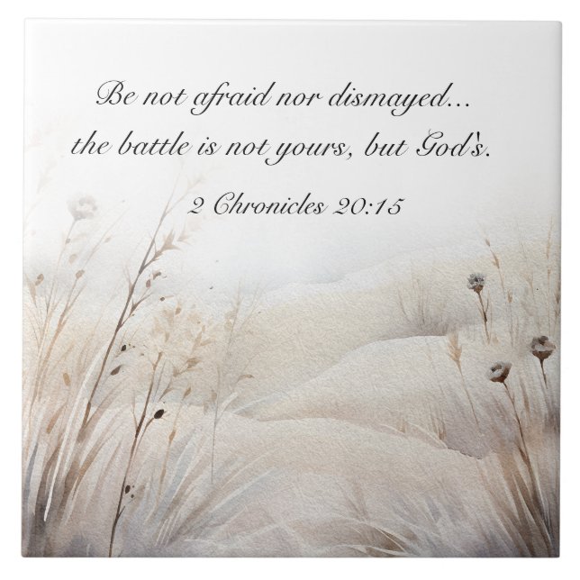 2 Kronikler 20:15 Striden är Guds bibel Verse Kakelplatta (Framsidan)