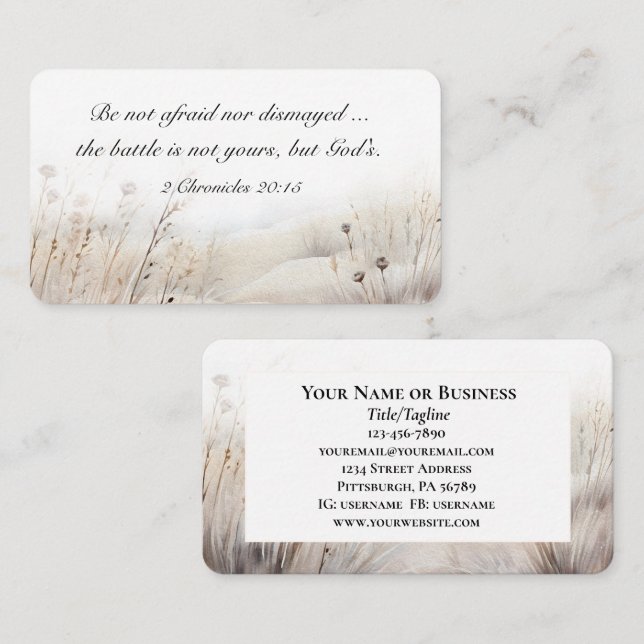 2 Kronikler 20:15 Striden är Guds bibel Verse Visitkort (Fram/baksida)