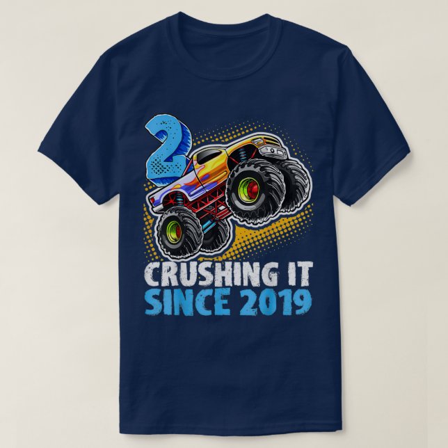 2 Krossning sedan 2019 Monster Lastbil 2:a Birthda T Shirt (Design framsida)