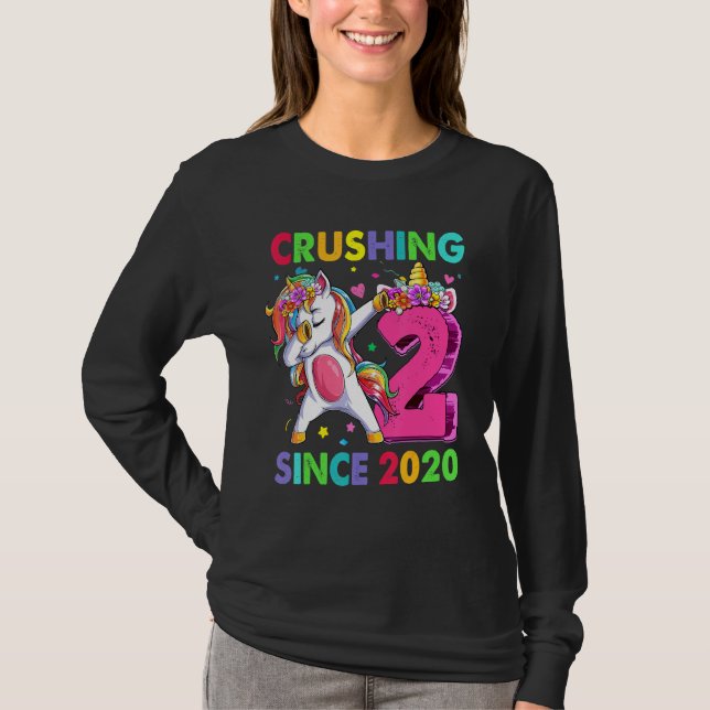 2 Krossning sedan 2020 Dabbing Unicorn 2nd Birth T Shirt (Framsida)
