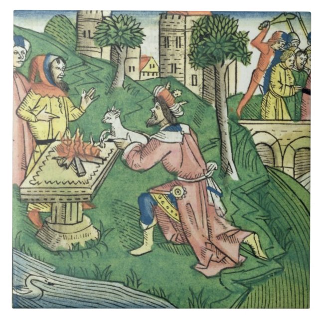 2 kungar 16 9-16 folket av Damascus tas c Kakelplatta (Framsidan)