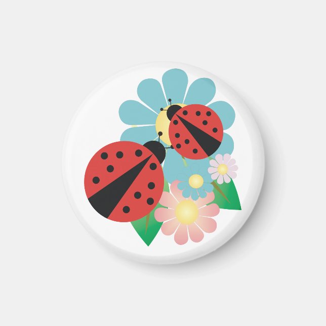2 Ladybugs och Flowers Magnet (Framsidan)