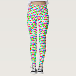 2 lager - Flerfärgade rutor XDIY BG Vit Leggings