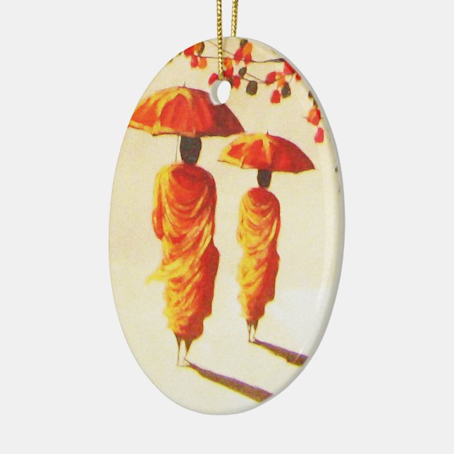 2 Laotian Buddhist Munk Julgransprydnad Keramik (Vänster)