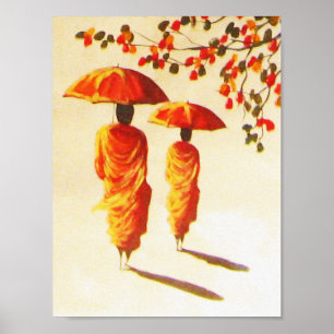 2 Laotian Buddhist Munk Poster