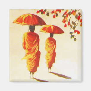 2 Laotian buddistiska munkar Magnet
