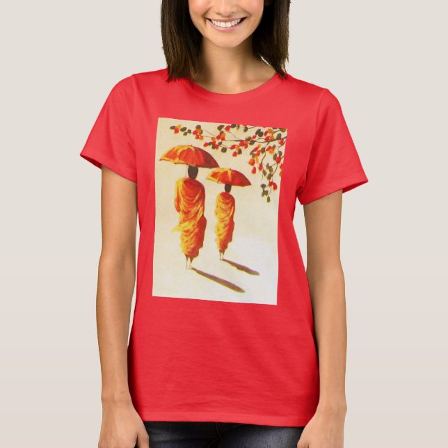 2 Laotian buddistiska munkar Tee (Framsida)