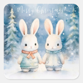 2 lapins de Noël Fyrkantigt Klistermärke