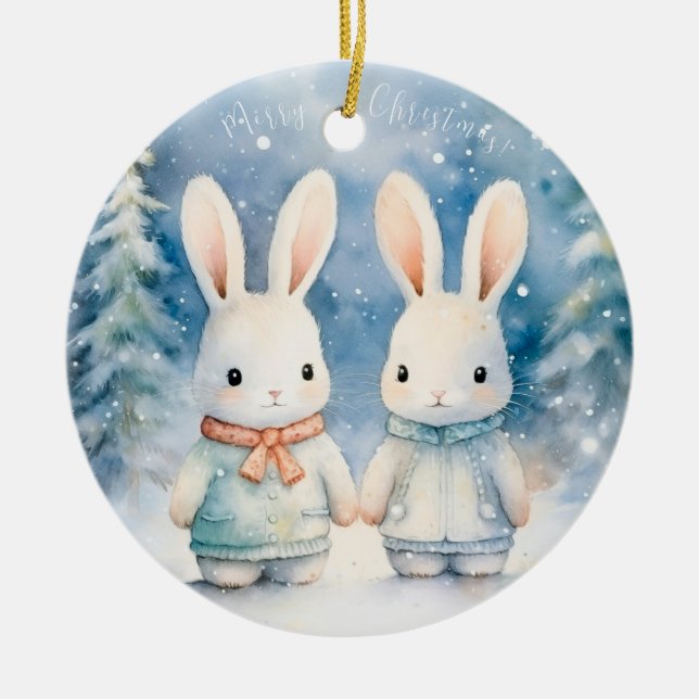 2 lapins de Noël Julgransprydnad Keramik (Framsidan)