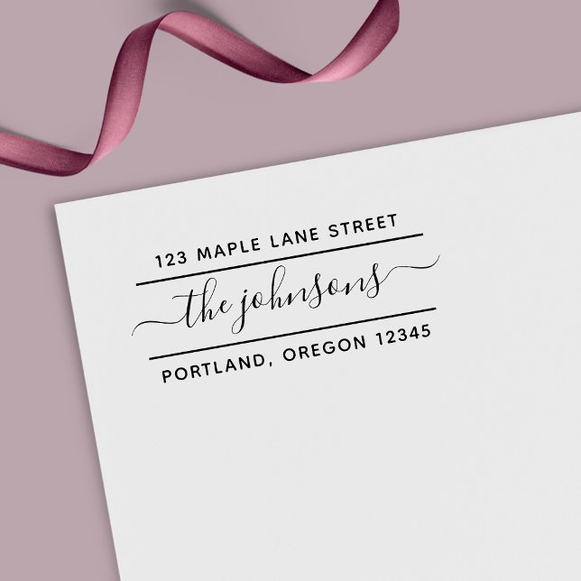 2 Linjer Calligraphy Script Family Returadress Självfärgande Stämpel (Skapare uppladdad)