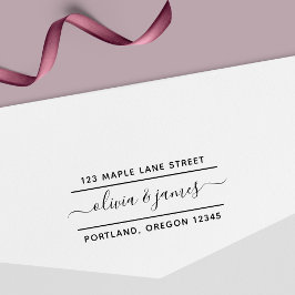 2 Linjer Kalligrafi, skript par Returadress Självfärgande Stämpel