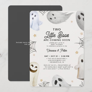 2 Little Boos Neutralt Twillingars Halloween Baby  Inbjudningar
