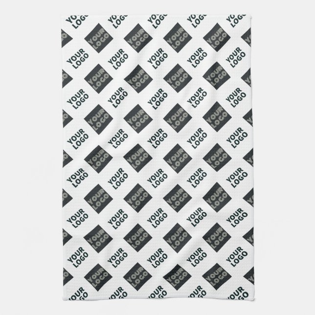 2 Logo's Diagonal Repeating Logo | White Kökshandduk (Vertikal)