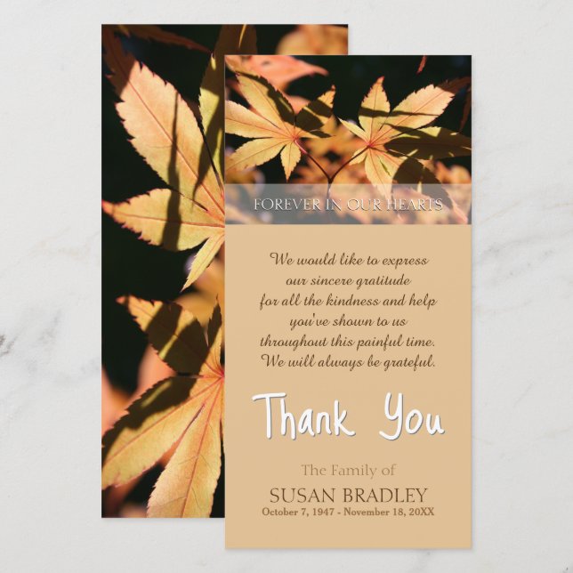 2 löv i Tacken Höstsympati Tack Kort (Fram/baksida)