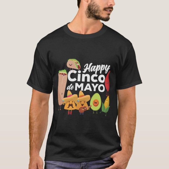 2. lycklig cinco de mayo för mexikansk mat t shirt (Framsida)