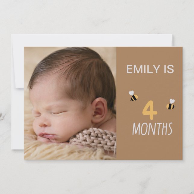 2 månaders gamla söta bin med foto julkort (Framsida)