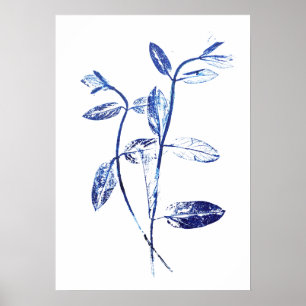 2 marinblå honungssuckle blad-konst poster