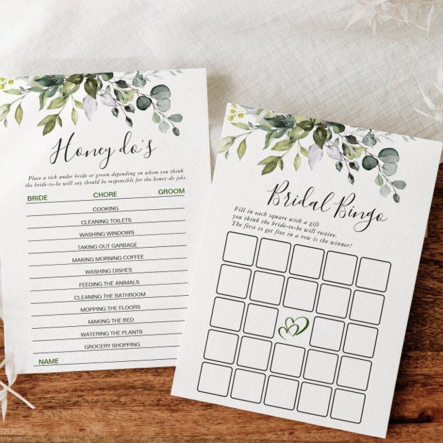 2 Möhippa Games Elegant Eucalyptus Card Inbjudningar (Skapare uppladdad)