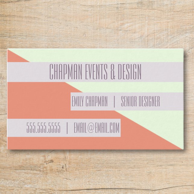 2 Namn-kort | Modern Geometric Färg Block Visitkort (business card with slot for two names fun modern geometric pink and green, two contacts)