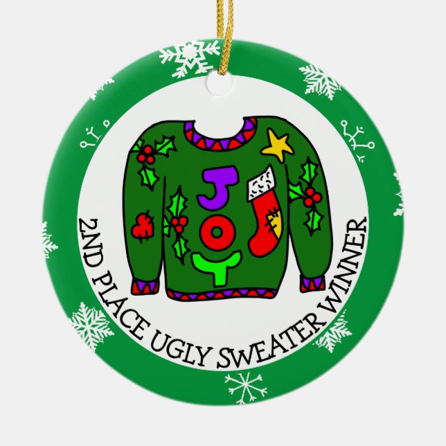 2:ND Ställe Vinnare Ugly Sweater Tävling Medal Julgransprydnad Keramik (Framsidan)