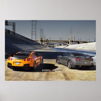 2 Nissan GT-R35 i Los Angeles Poster