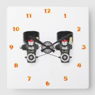2 Nitro Methane RC Motors Fyrkantig Klocka