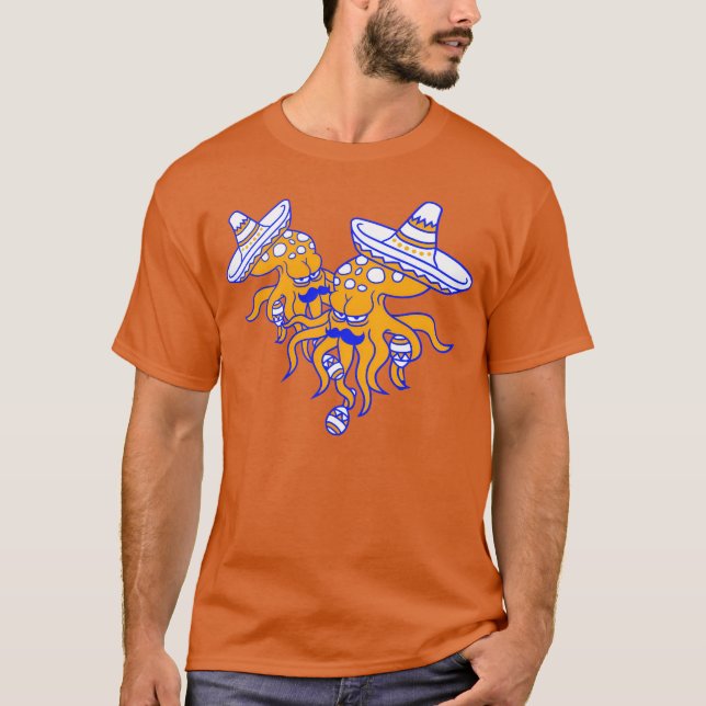 2 Octopus meican culture hat music band team fun g T Shirt (Framsida)