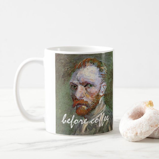 2 olika självporträtt av Van Gogh Kaffemugg (Med munk)