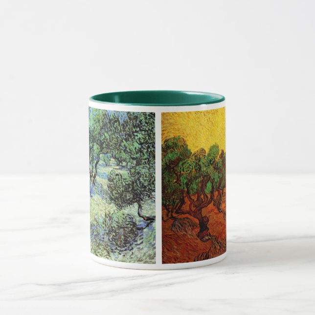 2 olika Van Gogh Olivlundsträd Vintagekonst Mugg (Center)