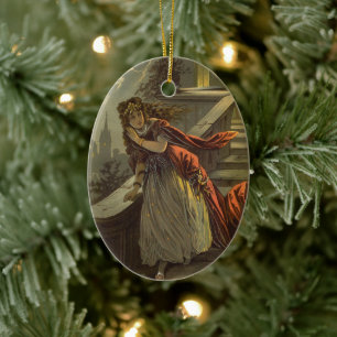 2 olika Vintage-illustrerade sagor i victoriansk s Julgransprydnad Keramik